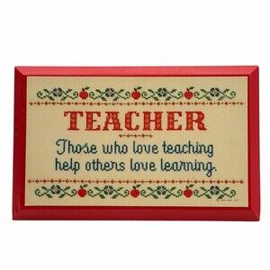 Vintage Hallmark Teacher Desk Plaque Gift 1982 Red Retro Apples Love Learning